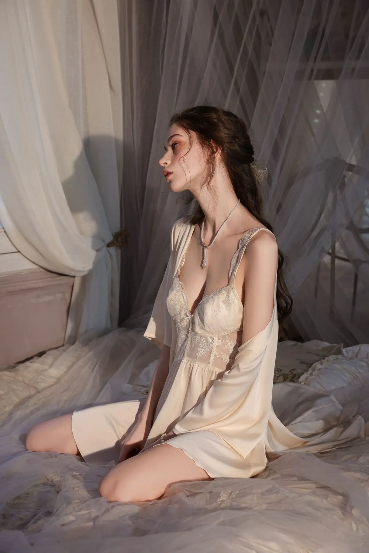 Women Lace Patchwork Sleepwear