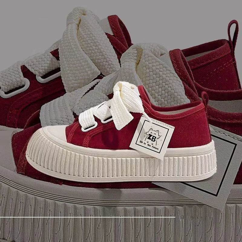 Women Canvas Shoes Soft Sole Lace Up Sneakers