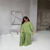 Women Cotton Wide Leg Pant Set