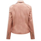 Women's Faux Leather Lapel Biker Jacket