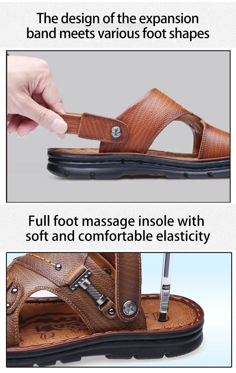 Men Leather Buckle Casual Sandals