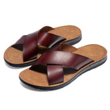 Men Italian PU Leather Slip-On Slippers