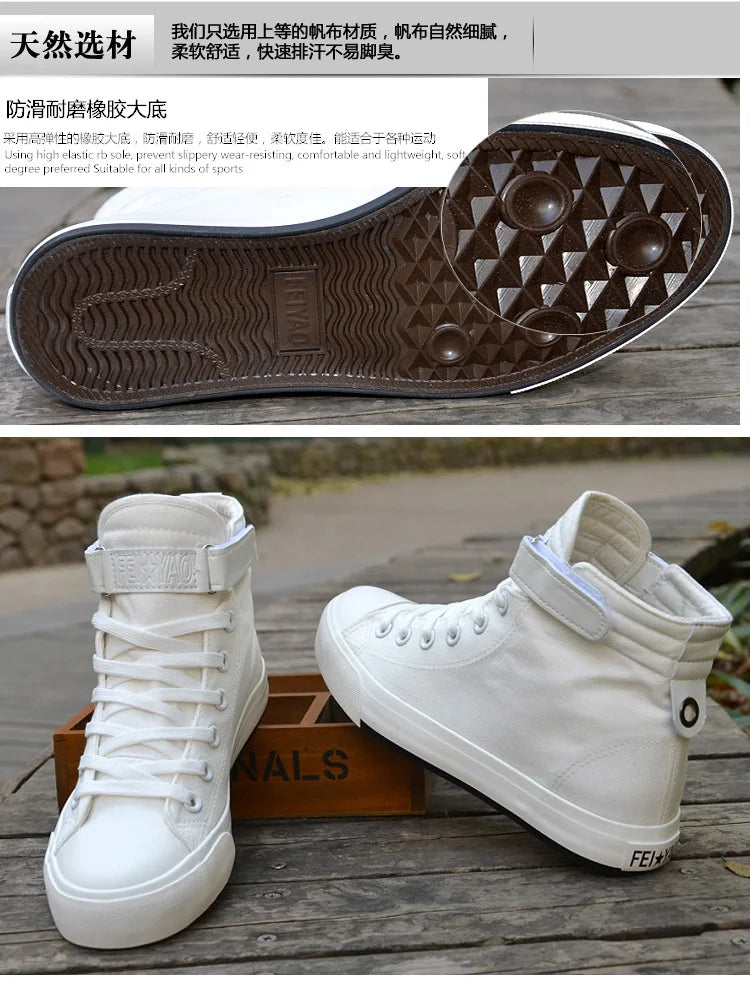 PureStep™ Men’s White High-Top Canvas Sneakers