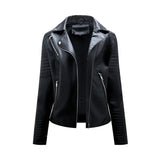 Women's Faux Leather Lapel Biker Jacket