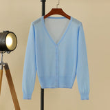 Korean V-Neck Cropped Cardigan Women's Sweater