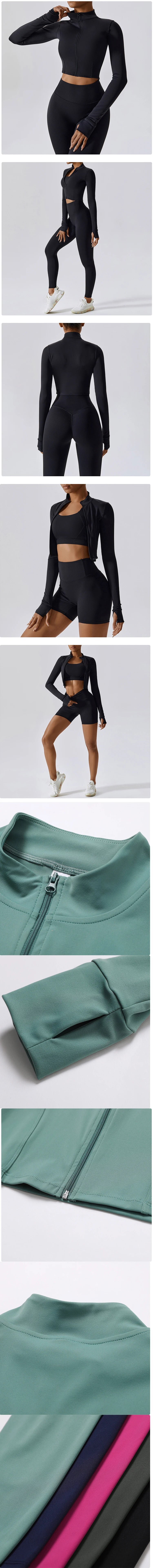 Women's Sexy Zip Long Sleeve Yoga Jacket – Workout Running Cycling Top