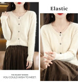 Women Mink Cashmere Knit Cardigan