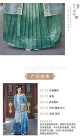 Women's Hanfu cosplay in green dress, featuring elegant fabric and traditional Asian design, perfect for costume events.
