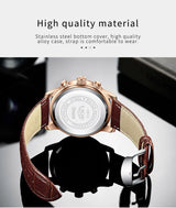 LIGE Men’s Leather Quartz Sports Watch