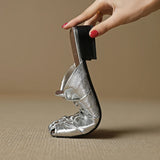 Women Mules Leather Block Heel Sandals