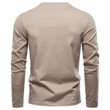 Men Cotton Henley Long Tee