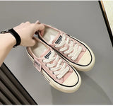 Women Canvas Shoes Black White Platform Sneakers