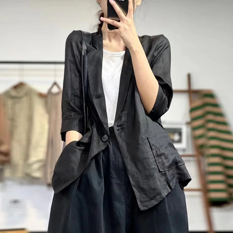 Oversized Loose Pleated Women's Blazer Coat