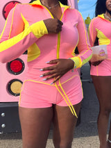 Colorblock Crop & Shorts Tracksuit