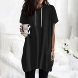 Women Oversized Short Sleeve Hoodie