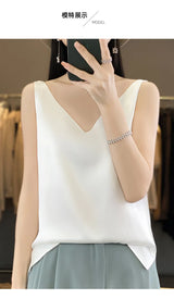 Ice Silk Satin V‑Neck Camisole Crop Top