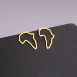 Stylish African map outline gold earrings for women, perfect for daily wear and gifting.
