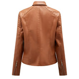 Women's Faux Leather Lapel Biker Jacket