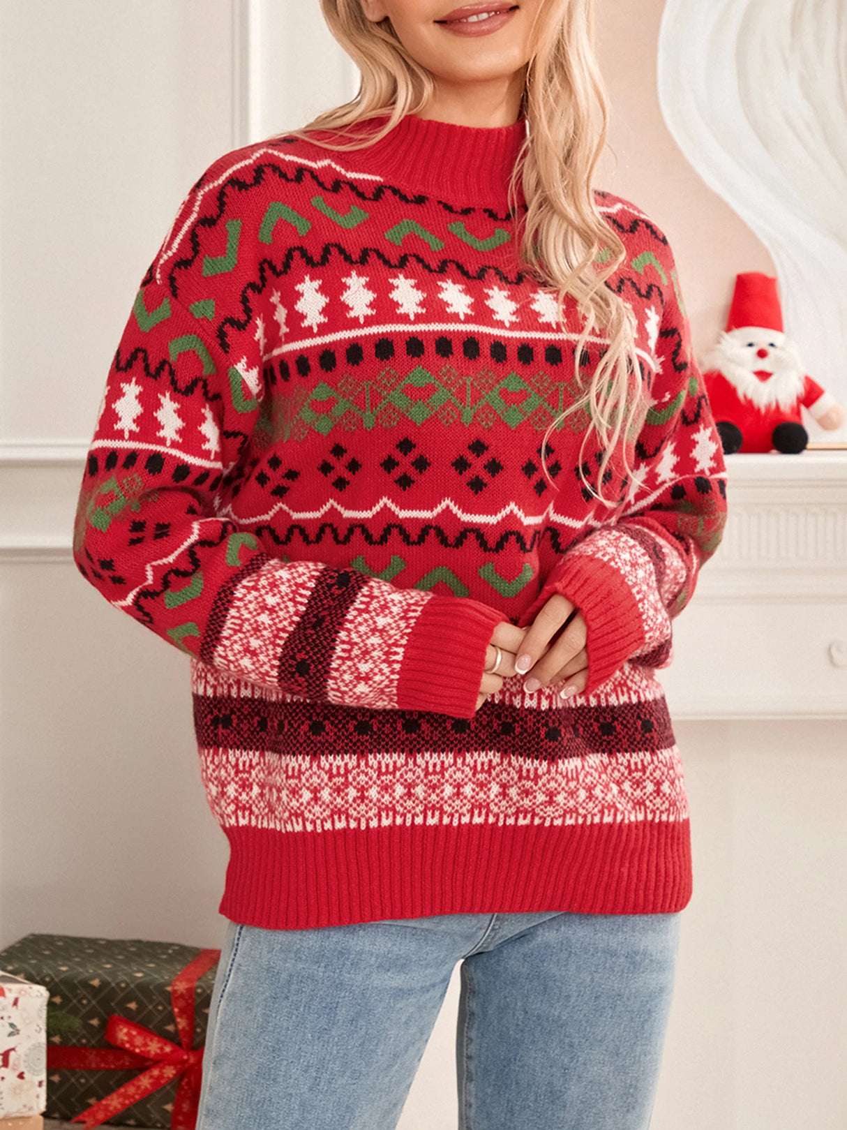 Women's Casual Striped Christmas Sweater