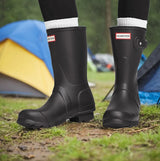 Women Mid Calf Boots Embroidered Leather