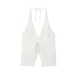 Front Button Halter Backless Camisole Tank
