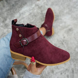 Women Retro Suede Chelsea Ankle Boots – Side Zipper Short Boots