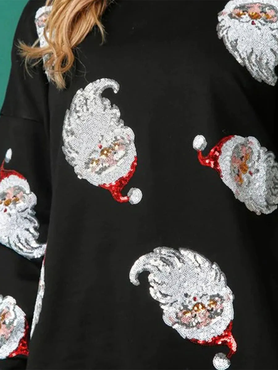 Women's Santa Claus Sequin Sweatshirt