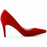 8cm Suede Pointed Pumps – Red Party Heels