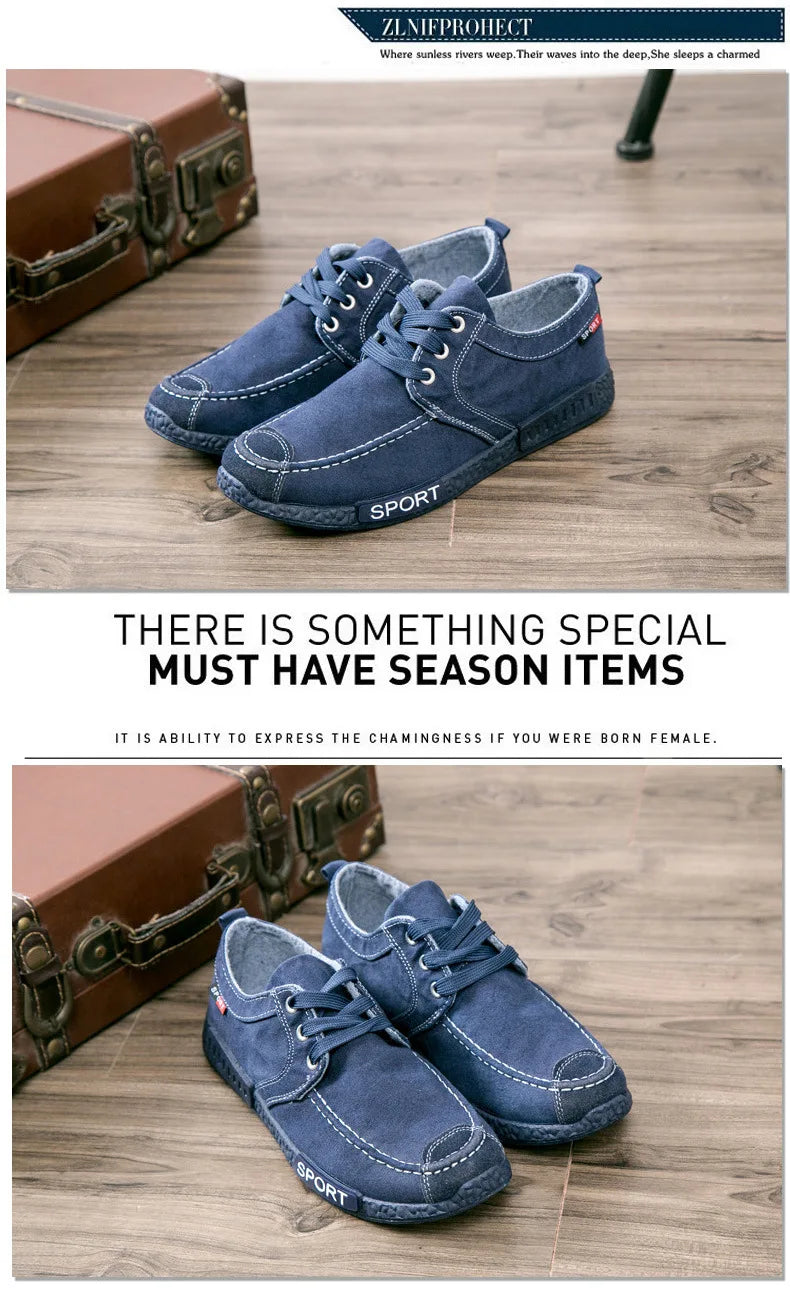 Men’s Breathable Lace-Up Canvas Sneakers