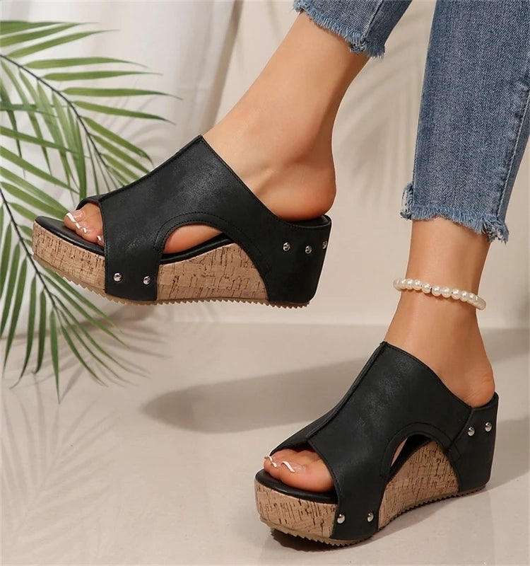 Women Elegant Wedge Sandals Casual Slides