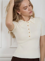 Women's Ribbed Short Sleeve Pullover