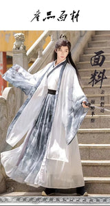 Men's classic martial arts hanfu with cross collar design, featuring traditional ink patterns and flowing silhouette.