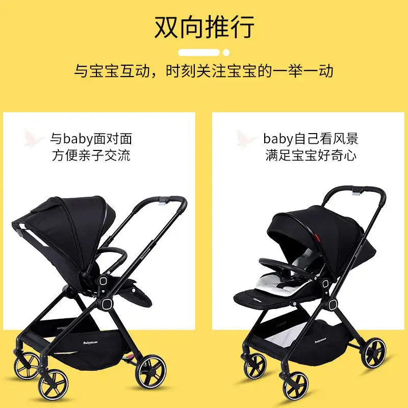 Highview Baby Stroller in versatile dual-facing design, showcasing comfort and interaction for babies.
