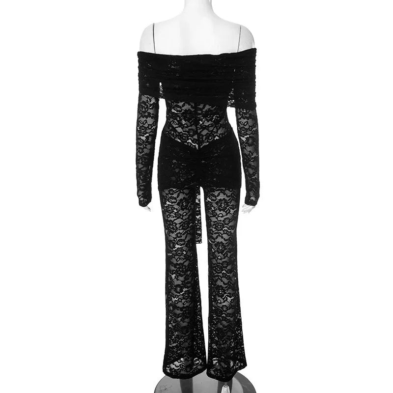 LaceReign™ – See-Through Party Jumpsuit (Seductive, Sheer & Chic)