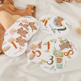 16Pcs Paper Baby Milestone Numbers in bear pattern for monthly age tracking, ideal for unisex newborns.