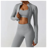 Women's Sexy Zip Long Sleeve Yoga Jacket – Workout Running Cycling Top