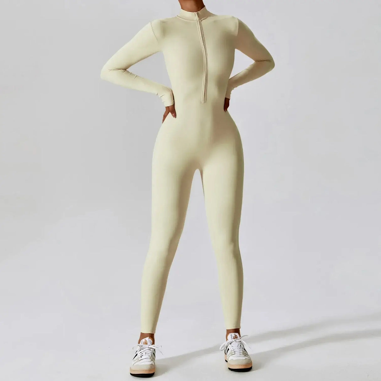Women Fitness Zipper Long Sleeve Jumpsuit