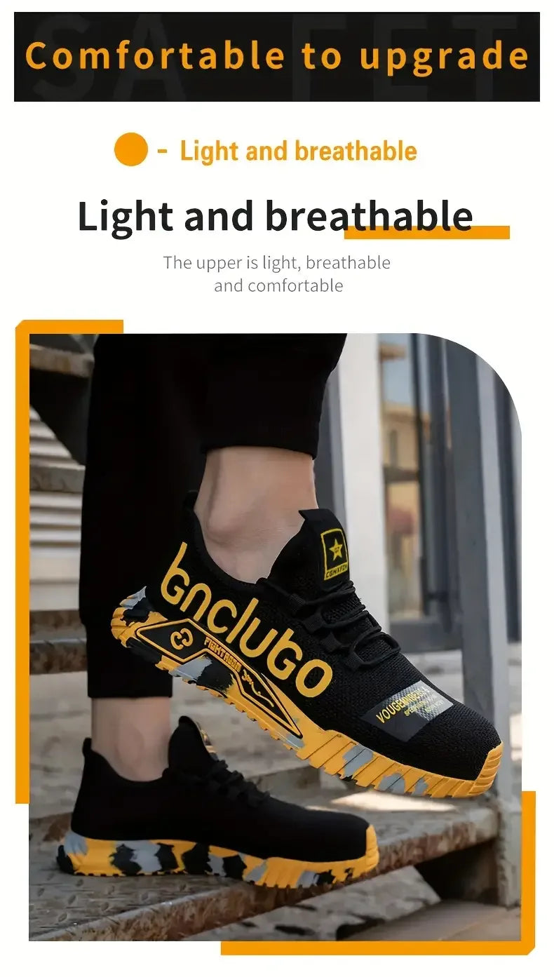 Men Anti-Puncture Reinforced Sole Safety Shoes