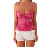 Lace Halter V-Neck Top