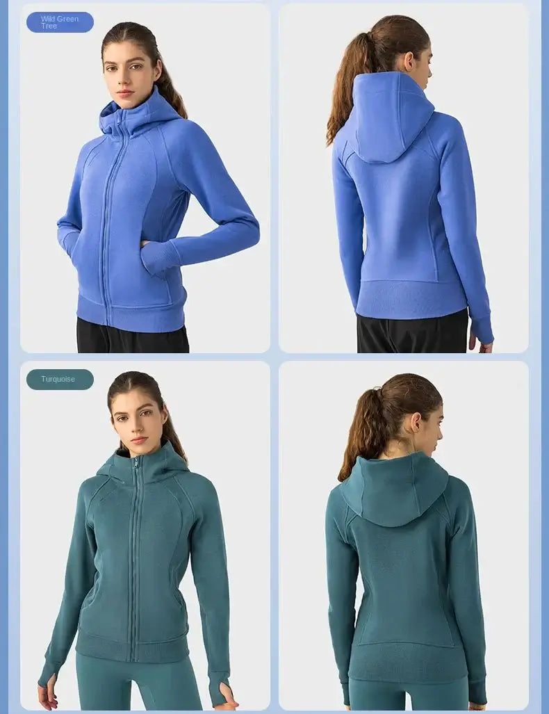 Women Thick Warm Hooded Sports Jacket