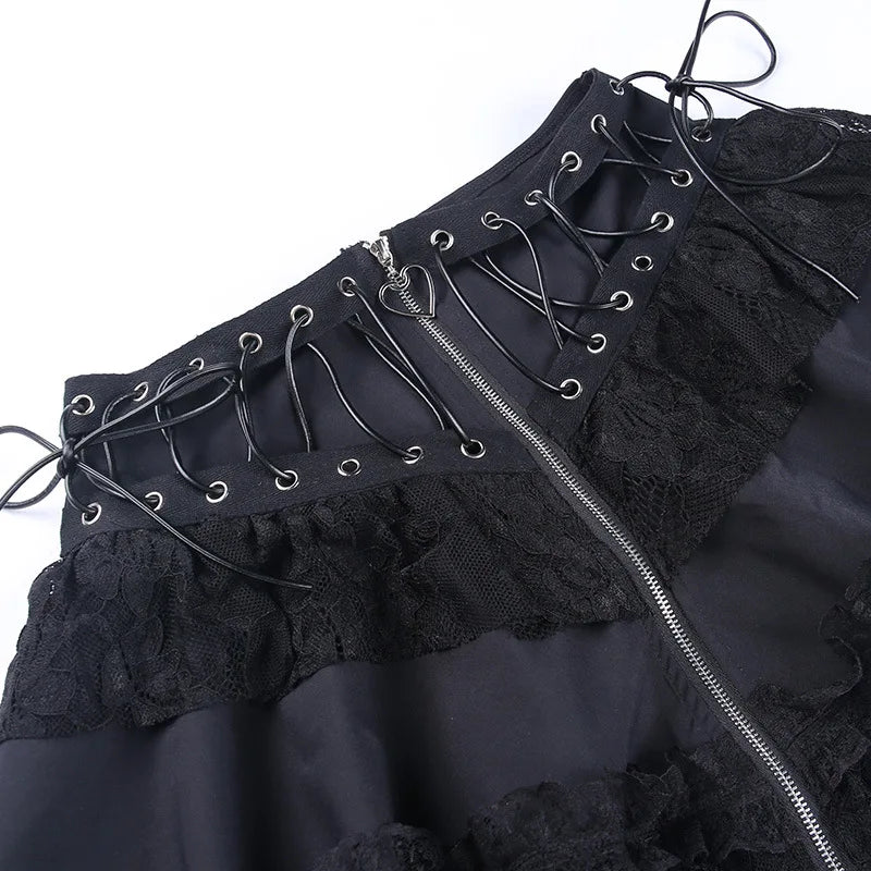Women Zipper Gothic Mini Skirt