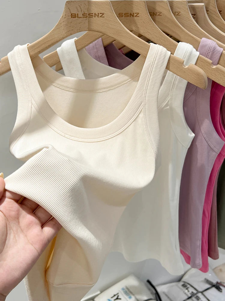 Women Ribbed Round Neck Tank