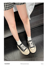 Women Canvas Shoes Black White Platform Sneakers