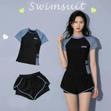 Women Patchwork Short Sleeve Swimsuit