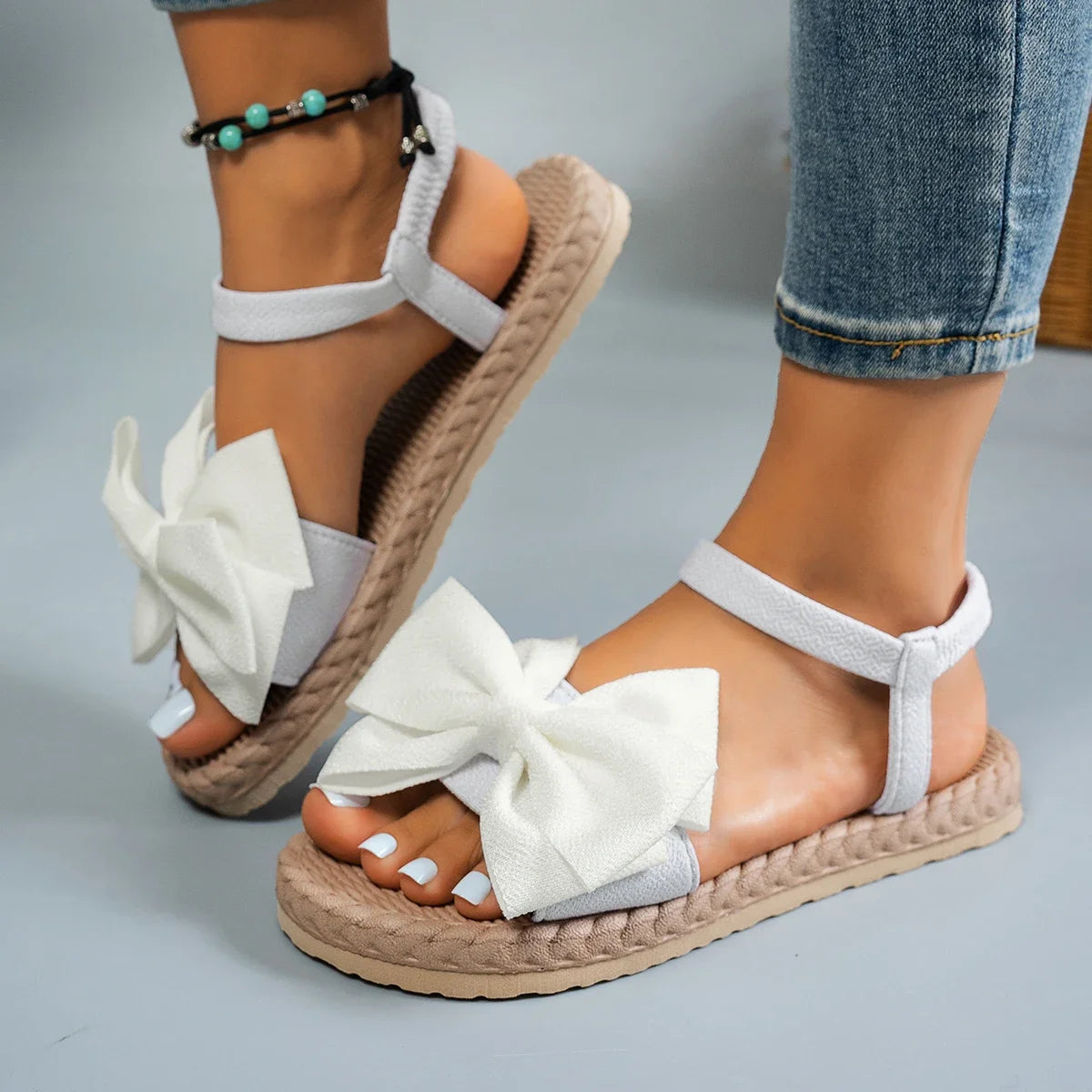 Women Casual Bow Tie Sandals Summer Flats