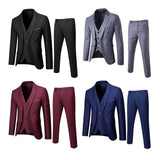 Men Slim Fit 3-Piece Formal Suit