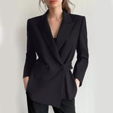 MuseForm™ – Buttoned Shawl Collar Blazer (Elegant Fit, Office Ready)