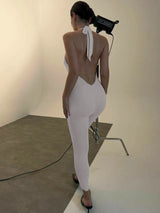 HaloGlam™ – Halter Backless Party Club Jumpsuit (Shiny, Bold & Daring)