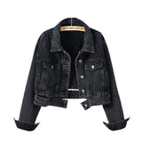 Women's Denim Jacket - Casual Black Overcoat