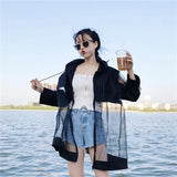 Oversized See-Through Women's Summer Coat – Korean Patchwork Jacket